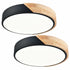 Modern Black and Wood LED Flush Mount Ceiling Light